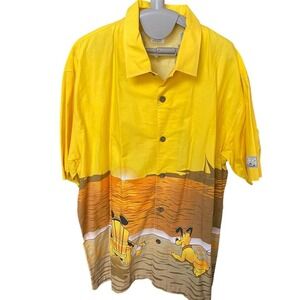 Vintage 90s Disney Pluto Hawaiian shirt‎ men's size Large